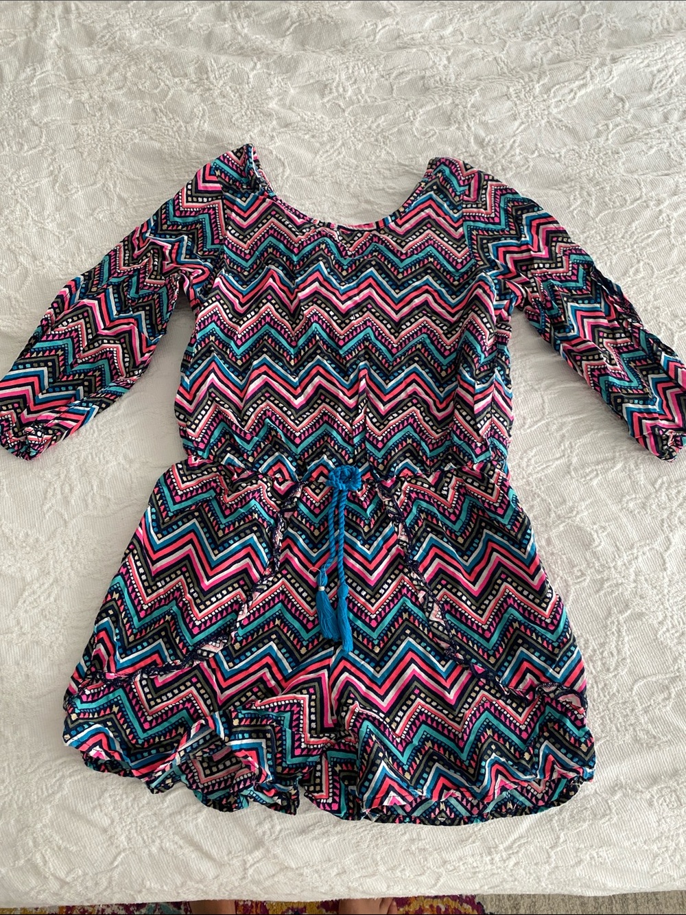 Justice Girls Multicolor Chevron Jumper — Pink, Teal, Navy